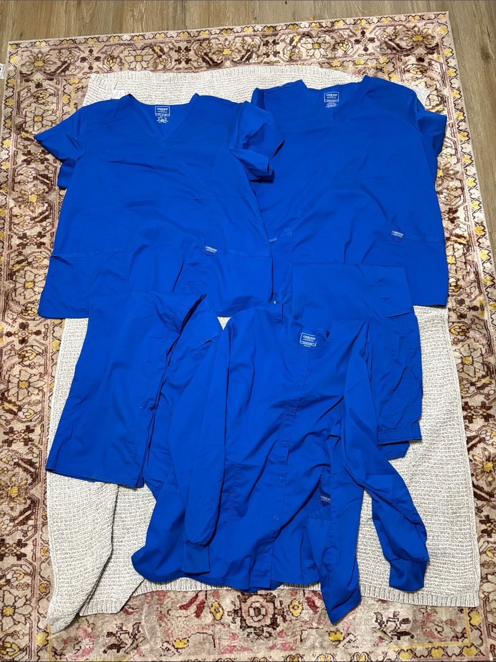 Cherokee Royal Blue Scrub Tops pants and Jacket lot